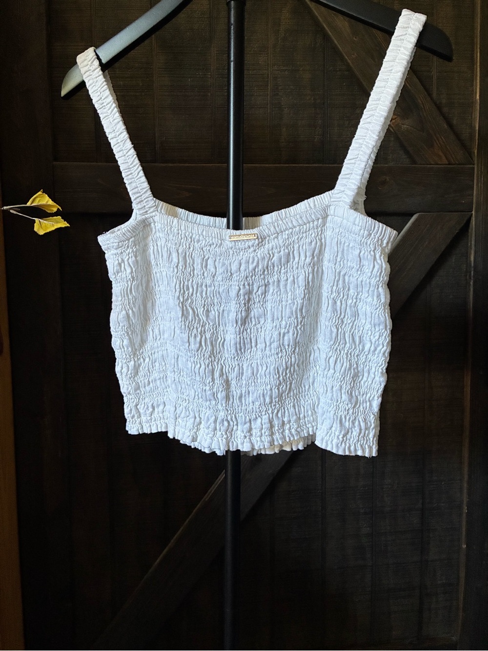 Michael Kors White Smocked Crop Tank